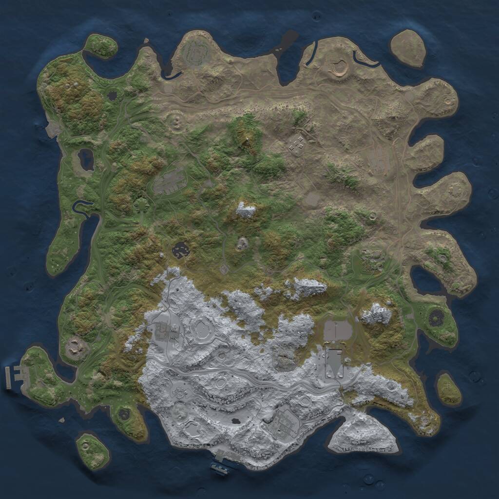 Rust Map: Procedural Map, Size: 4500, Seed: 695807301, 17 Monuments