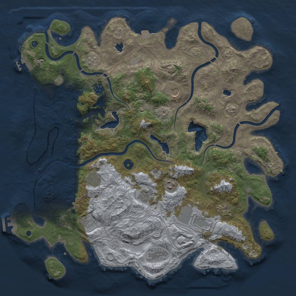 Rust Map: Procedural Map, Size: 4500, Seed: 695807301, 16 Monuments