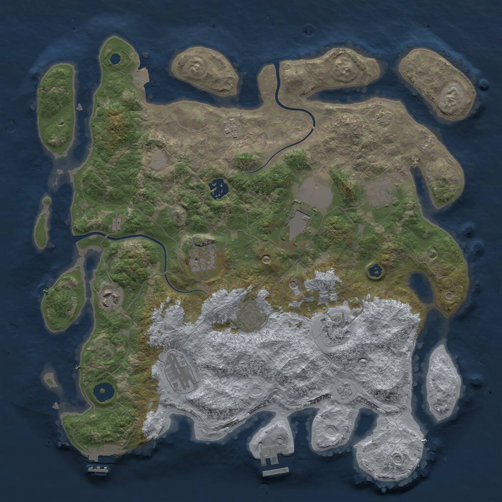 Rust Map: Procedural Map, Size: 3850, Seed: 77819187, 15 Monuments