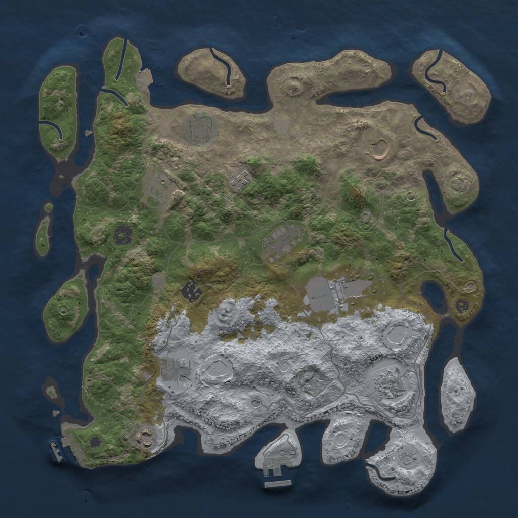 Rust Map: Procedural Map, Size: 3850, Seed: 77819187, 16 Monuments