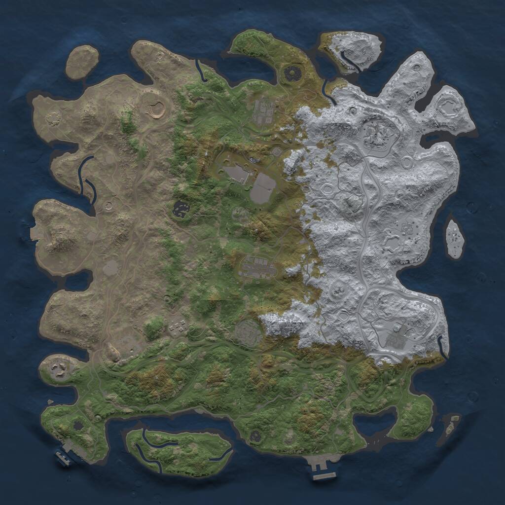 Rust Map: Procedural Map, Size: 4500, Seed: 1531037329, 17 Monuments