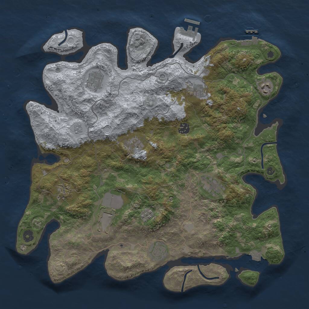 Rust Map: Procedural Map, Size: 4000, Seed: 2100415841, 16 Monuments