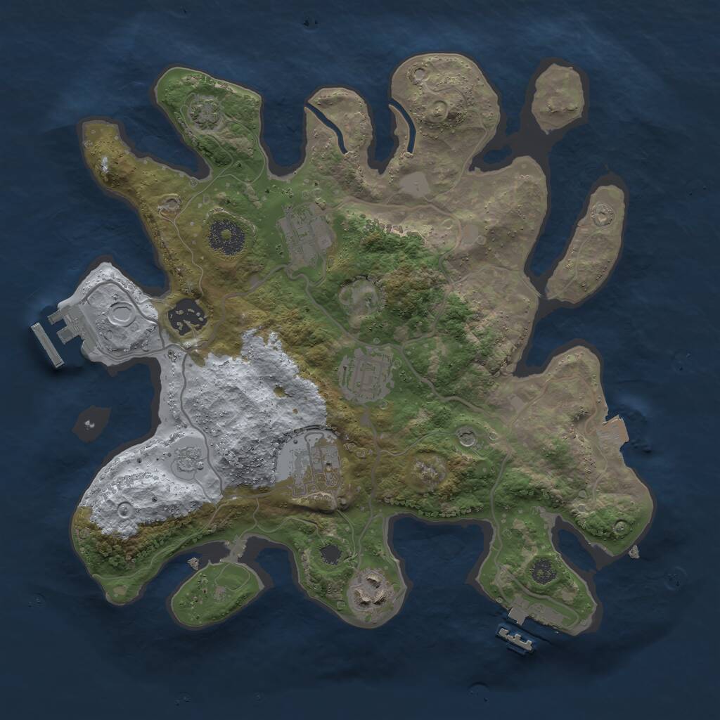 Rust Map: Procedural Map, Size: 3000, Seed: 2837423, 11 Monuments