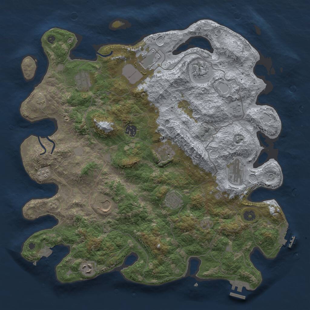 Rust Map: Procedural Map, Size: 4000, Seed: 871107970, 16 Monuments