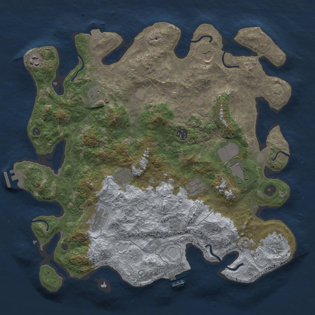 Rust Map: Procedural Map, Size: 4000, Seed: 265948731, 16 Monuments