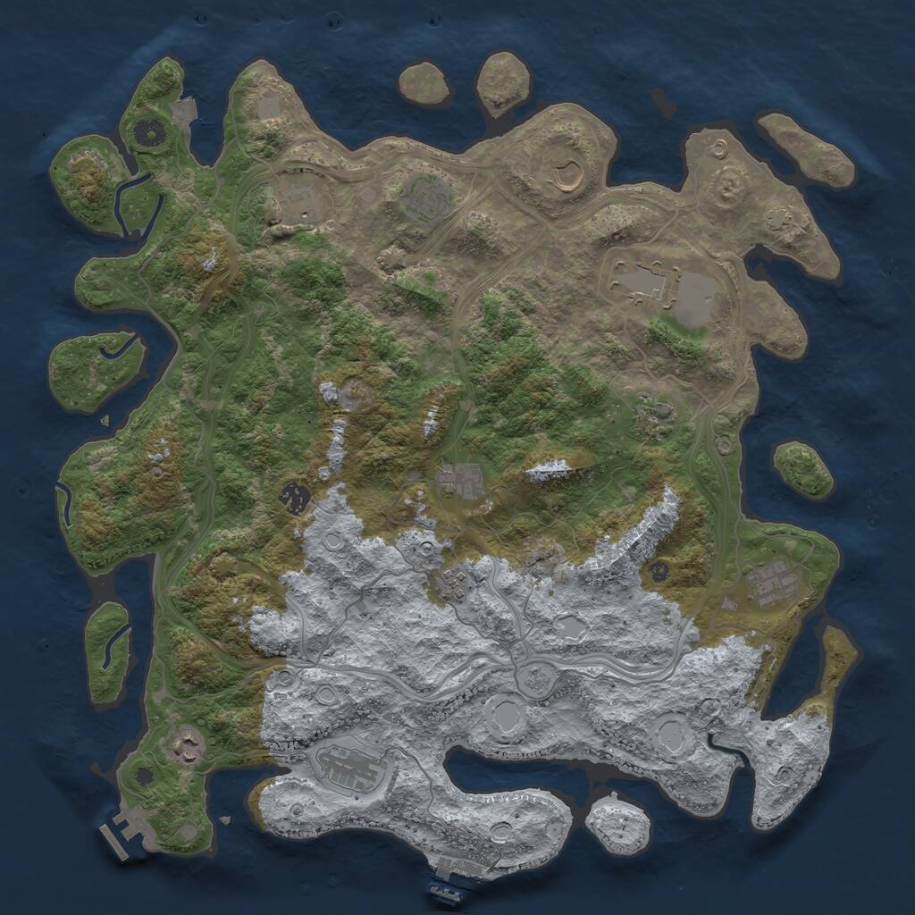 Rust Map: Procedural Map, Size: 4500, Seed: 904792893, 17 Monuments