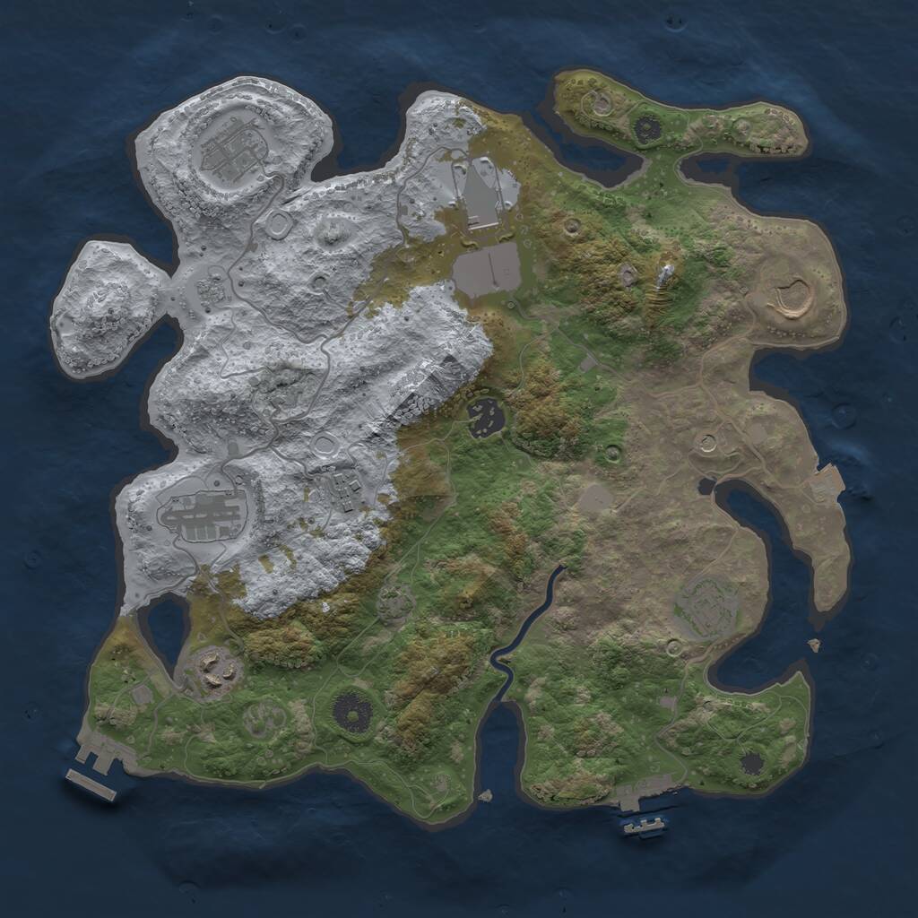 Rust Map: Procedural Map, Size: 3500, Seed: 1288836259, 14 Monuments