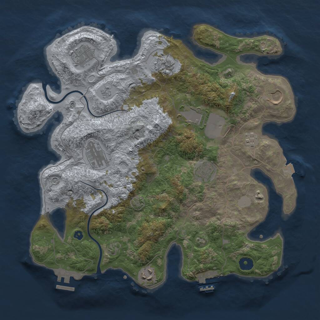 Rust Map: Procedural Map, Size: 3500, Seed: 1288836259, 14 Monuments
