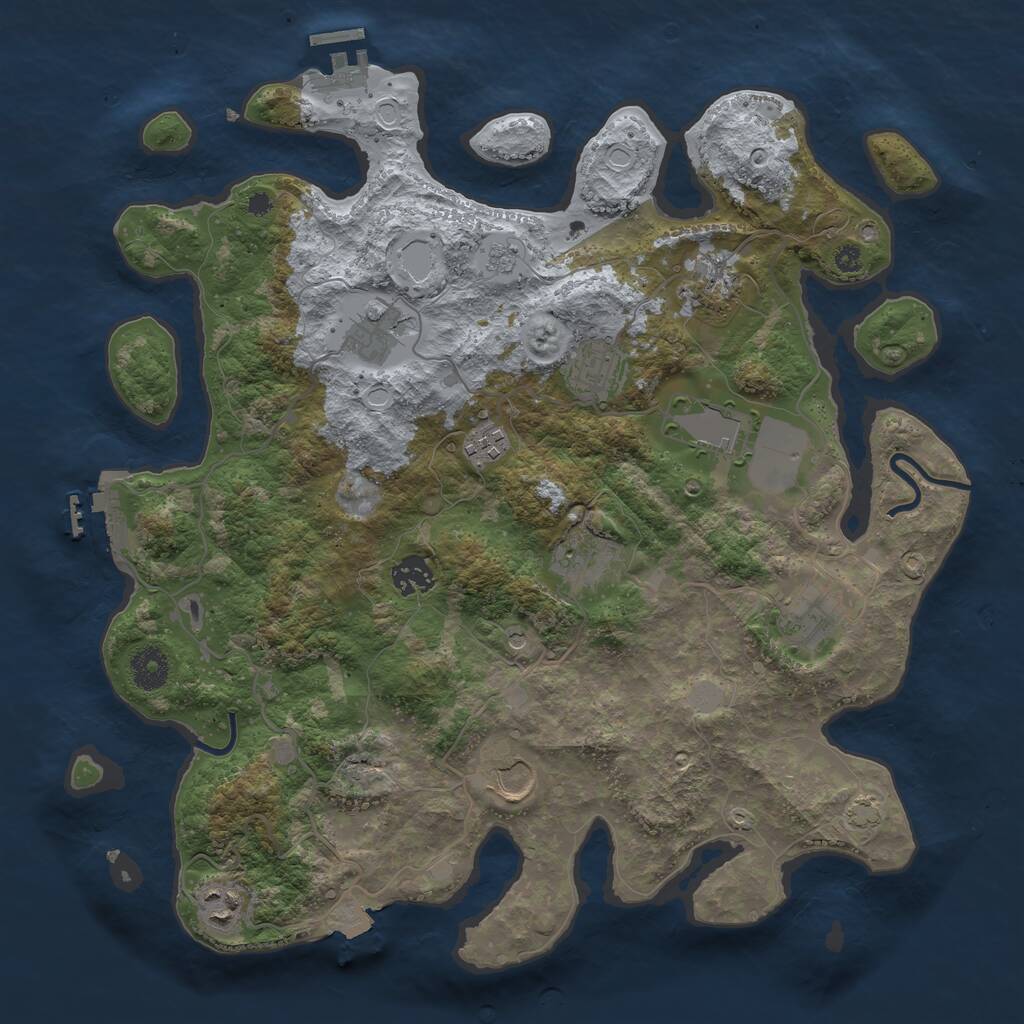 Rust Map: Procedural Map, Size: 3750, Seed: 2043141403, 16 Monuments