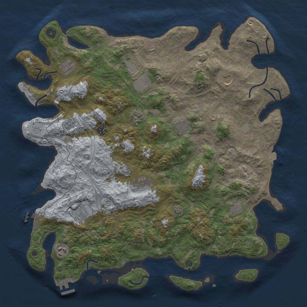 Rust Map: Procedural Map, Size: 4500, Seed: 290337140, 17 Monuments