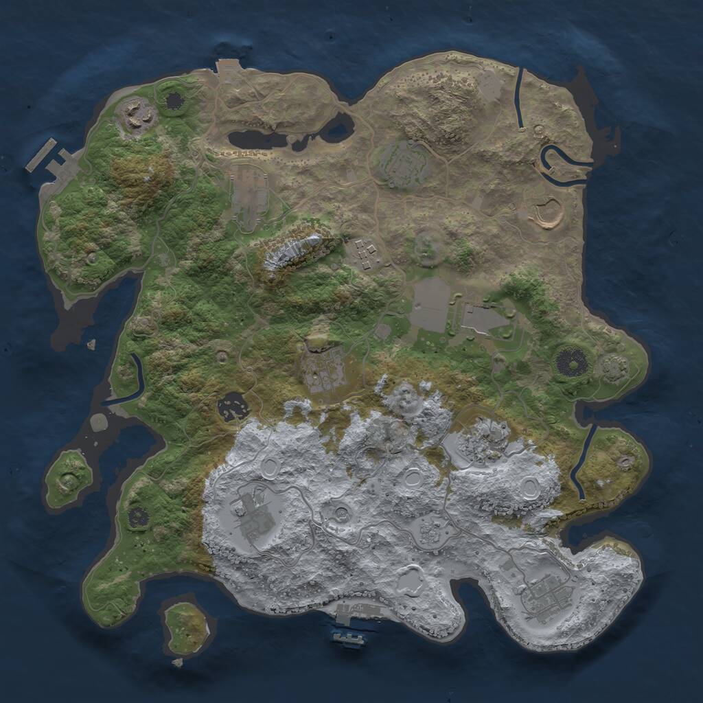 Rust Map: Procedural Map, Size: 3500, Seed: 2032341781, 17 Monuments