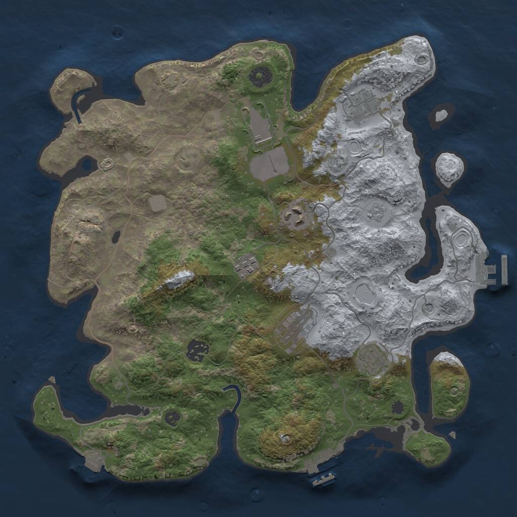 Rust Map: Procedural Map, Size: 3500, Seed: 1240657379, 13 Monuments