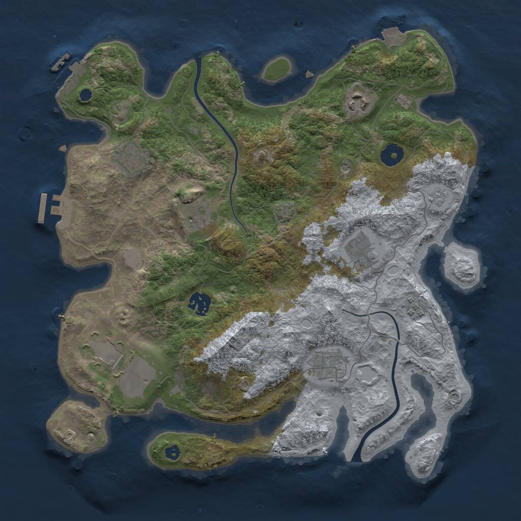 Rust Map: Procedural Map, Size: 3500, Seed: 459508431, 14 Monuments