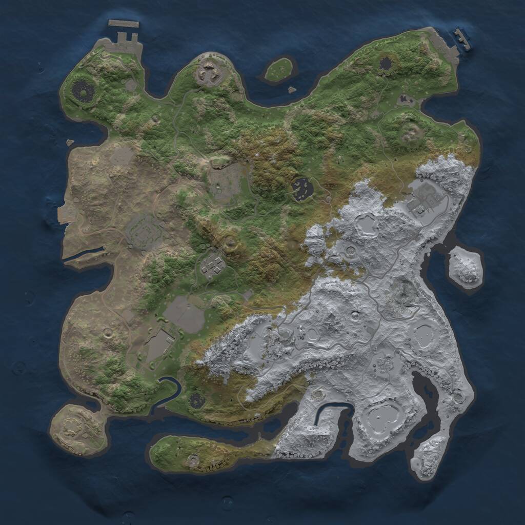 Rust Map: Procedural Map, Size: 3500, Seed: 459508431, 14 Monuments