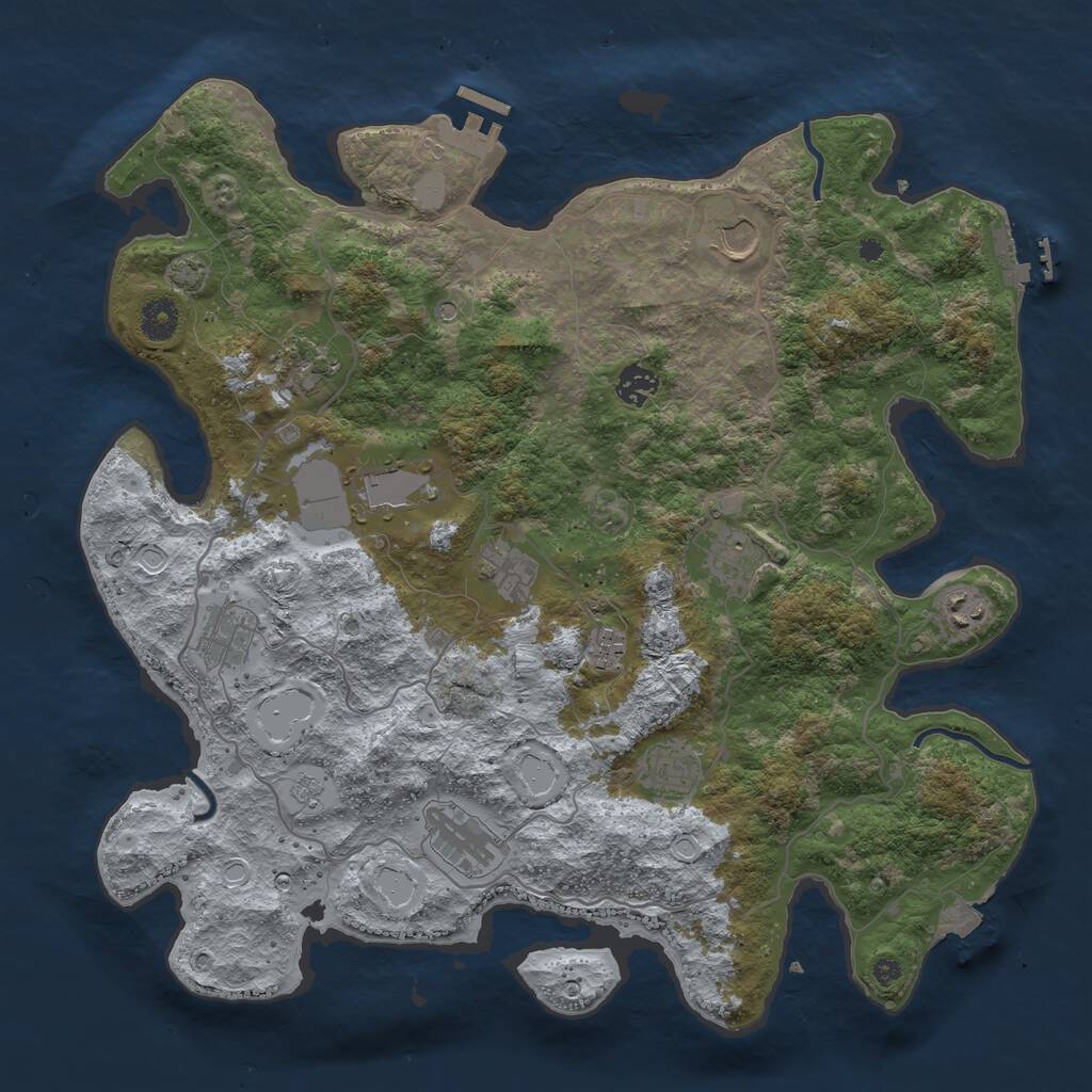 Rust Map: Procedural Map, Size: 4000, Seed: 616053613, 17 Monuments