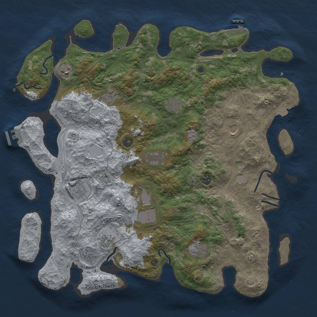 Rust Map: Procedural Map, Size: 4500, Seed: 1168456264, 17 Monuments