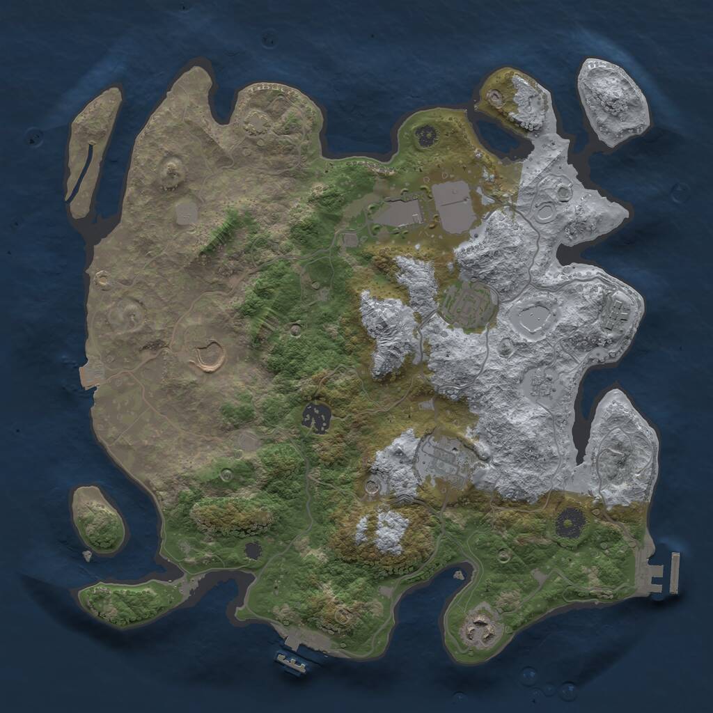 Rust Map: Procedural Map, Size: 3500, Seed: 607820914, 13 Monuments