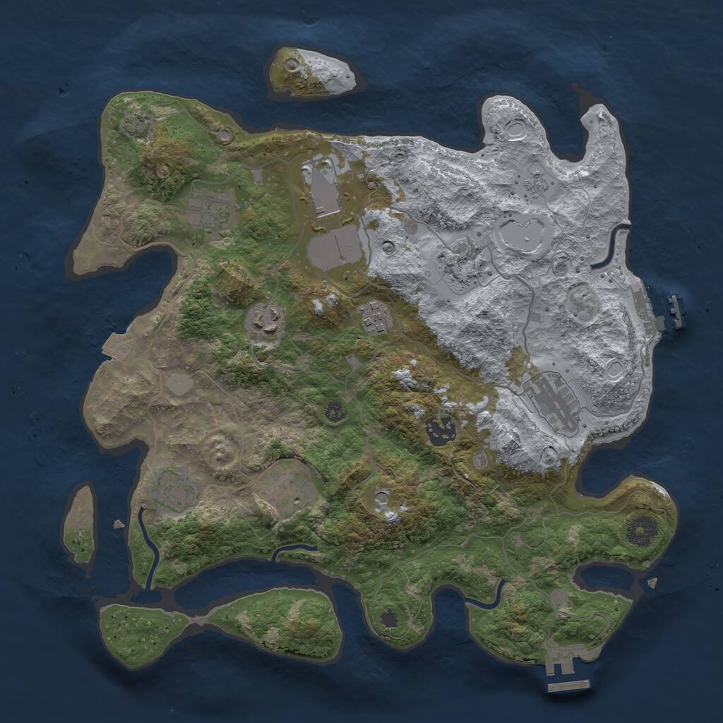 Rust Map: Procedural Map, Size: 3500, Seed: 616419197, 15 Monuments