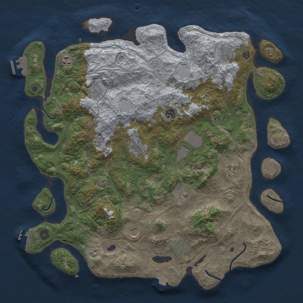 Rust Map: Procedural Map, Size: 4500, Seed: 1186483160, 17 Monuments