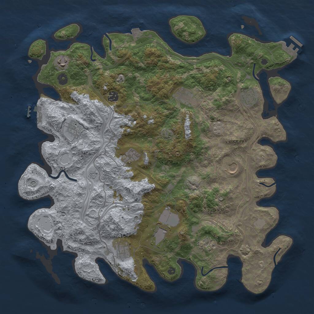 Rust Map: Procedural Map, Size: 4250, Seed: 7007, 17 Monuments