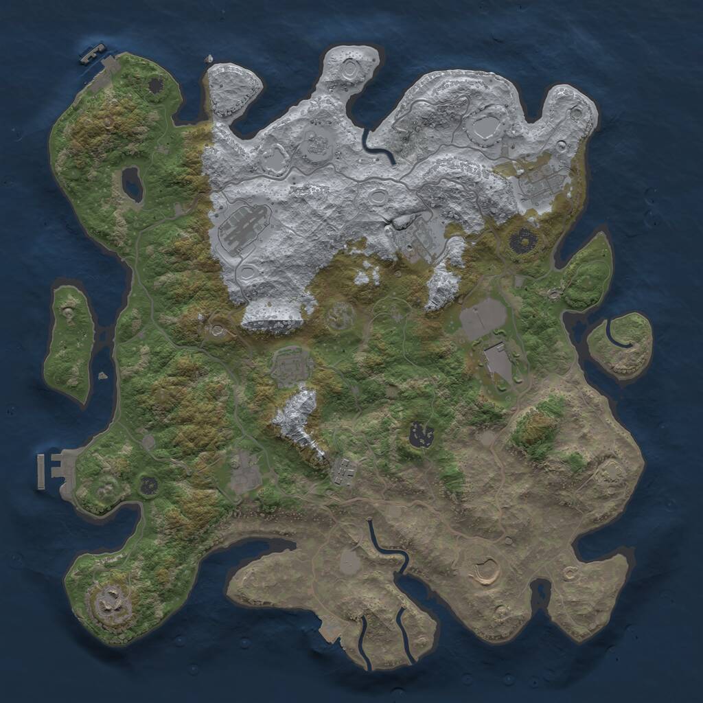 Rust Map: Procedural Map, Size: 4000, Seed: 1868102544, 18 Monuments