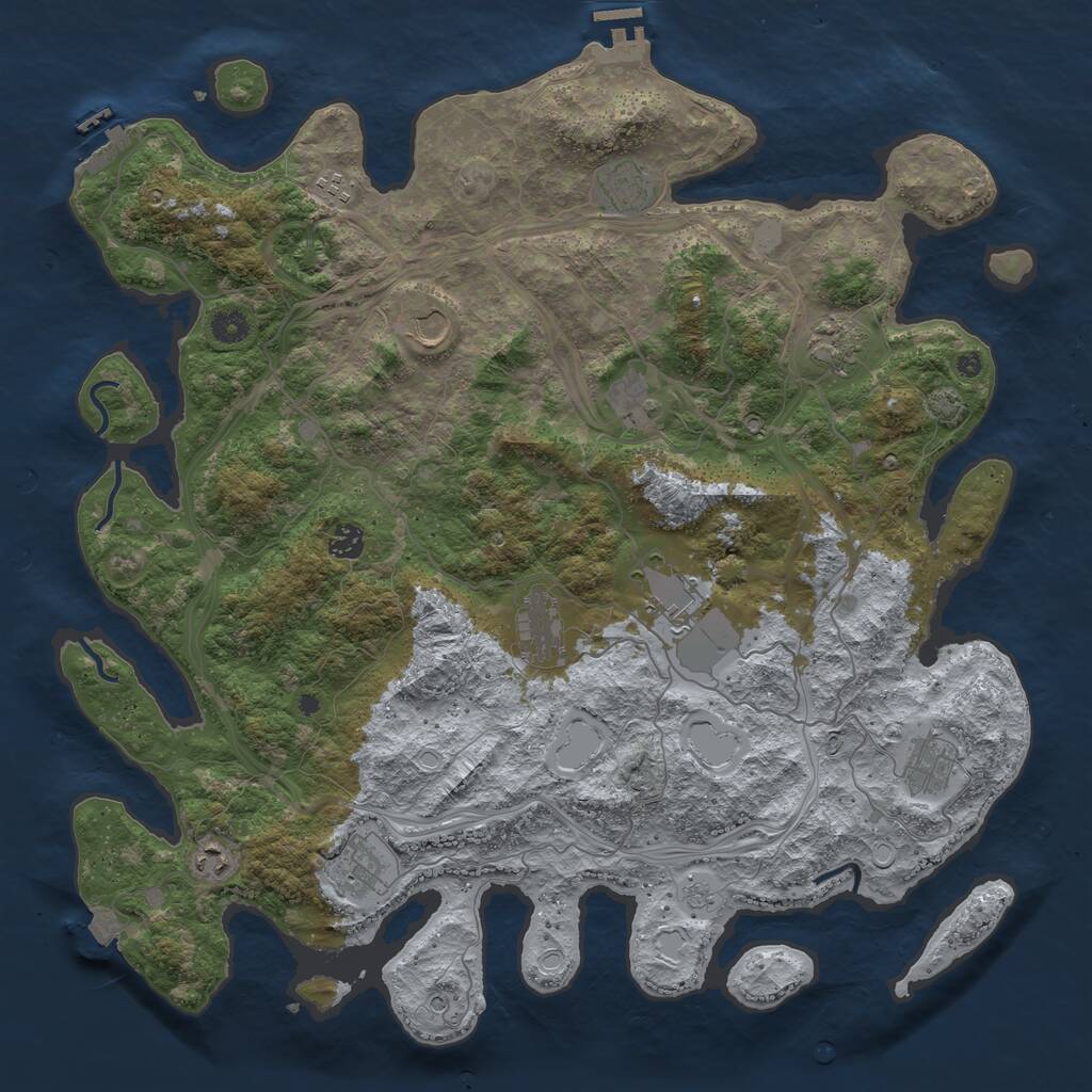 Rust Map: Procedural Map, Size: 4500, Seed: 2078634296, 19 Monuments