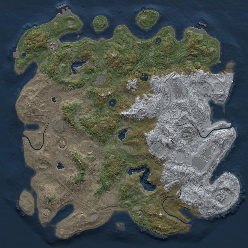 Rust Map: Procedural Map, Size: 4750, Seed: 1261006308, 17 Monuments