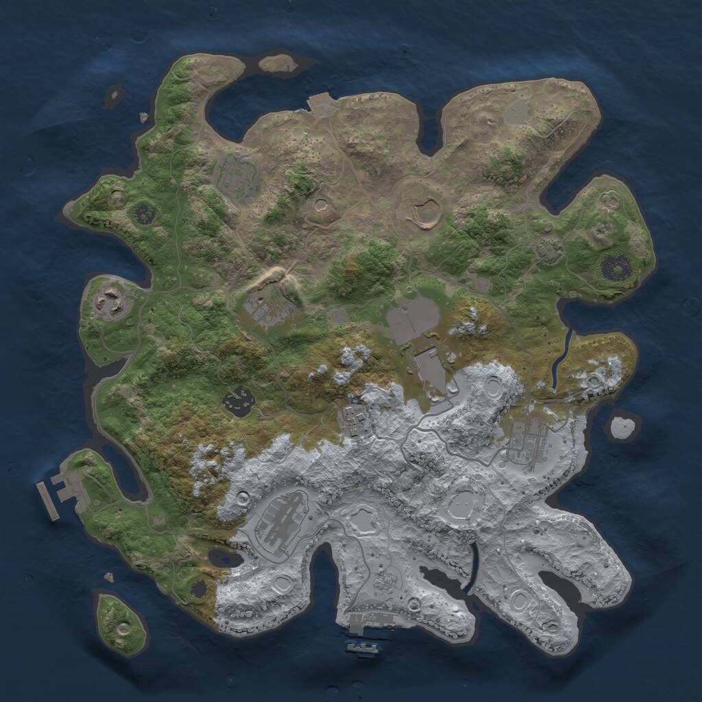 Rust Map: Procedural Map, Size: 3500, Seed: 1385954764, 15 Monuments