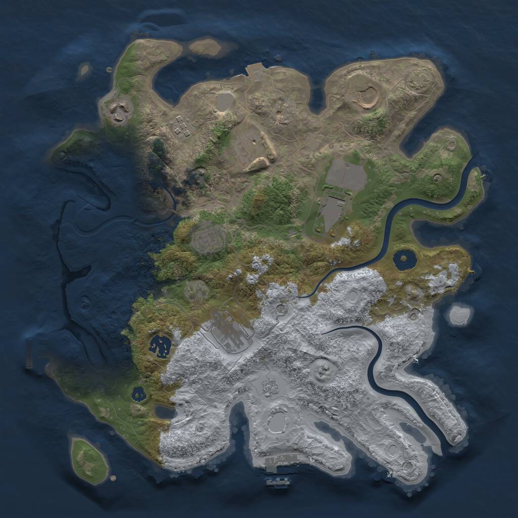 Rust Map: Procedural Map, Size: 3500, Seed: 1385954764, 14 Monuments