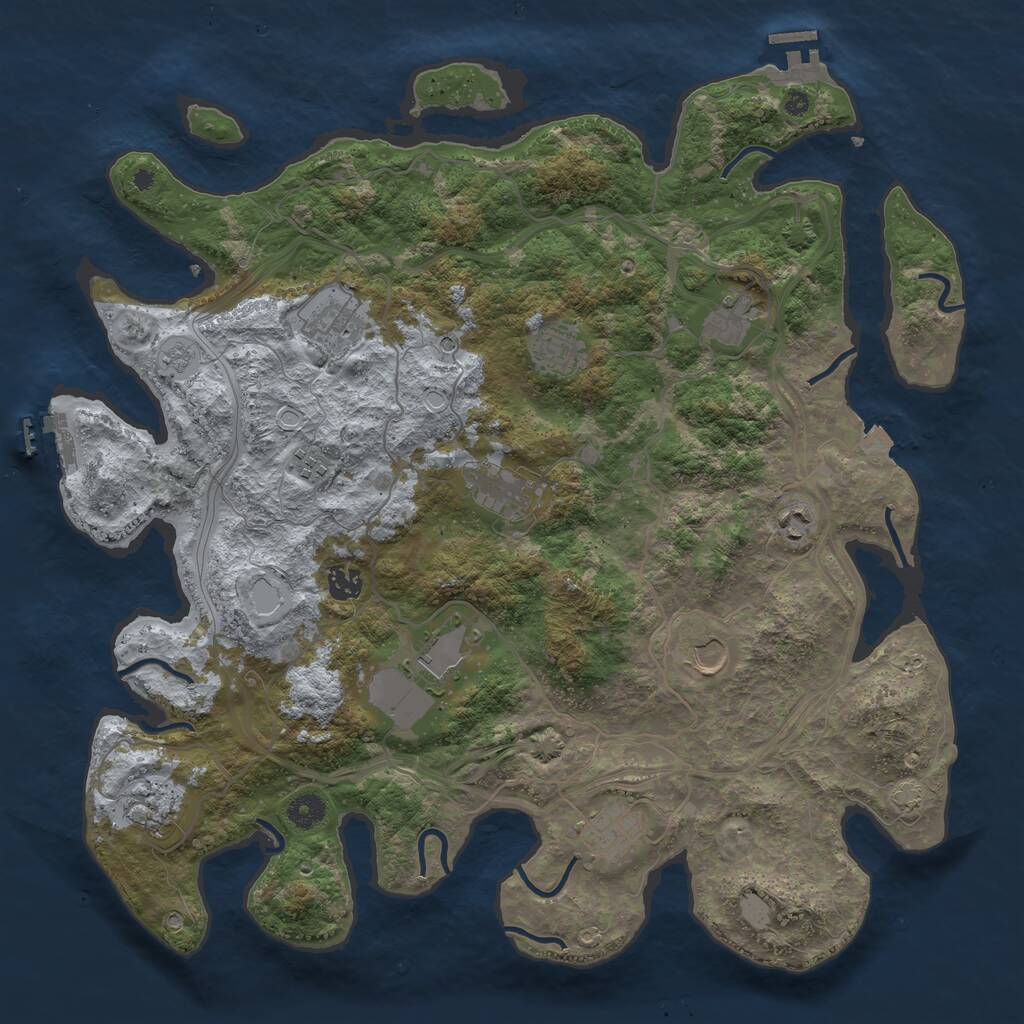 Rust Map: Procedural Map, Size: 4253, Seed: 645642639, 17 Monuments