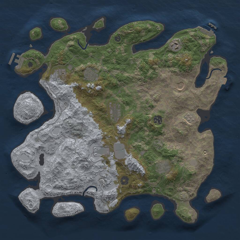 Rust Map: Procedural Map, Size: 4000, Seed: 644015593, 16 Monuments
