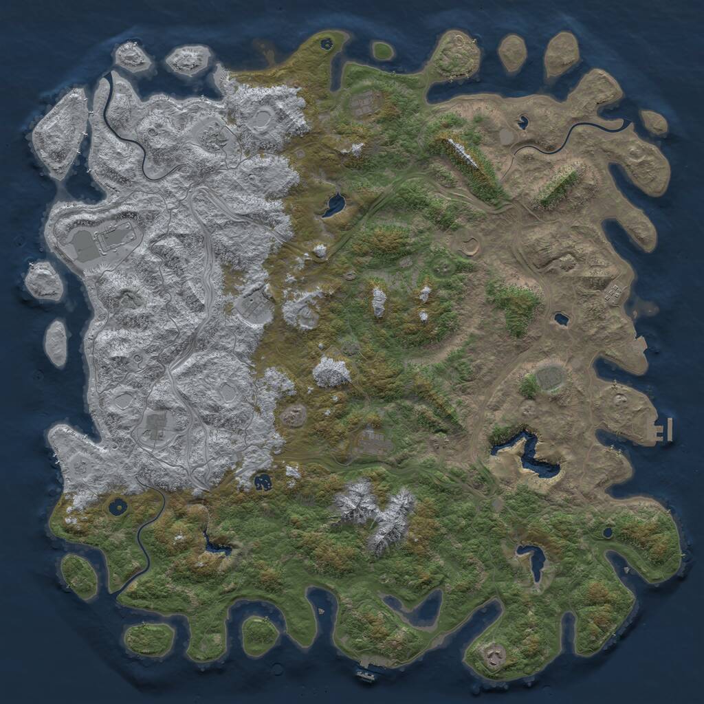 Rust Map: Procedural Map, Size: 6000, Seed: 2048, 17 Monuments
