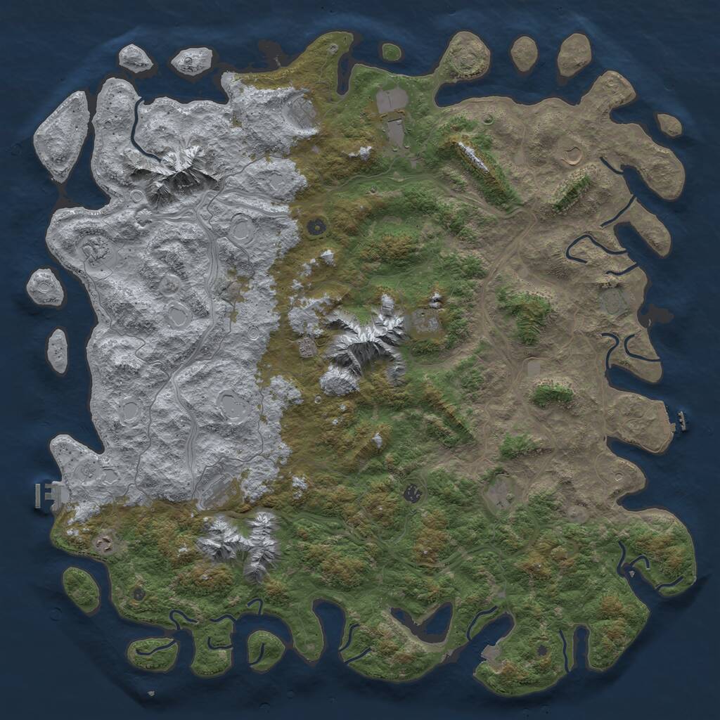 Rust Map: Procedural Map, Size: 6000, Seed: 2048, 17 Monuments