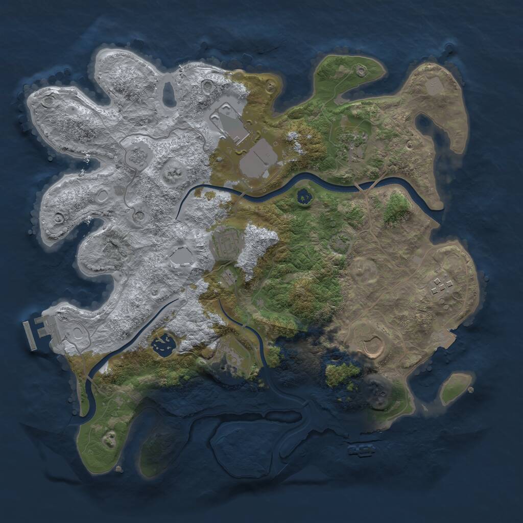 Rust Map: Procedural Map, Size: 3500, Seed: 2049075770, 13 Monuments