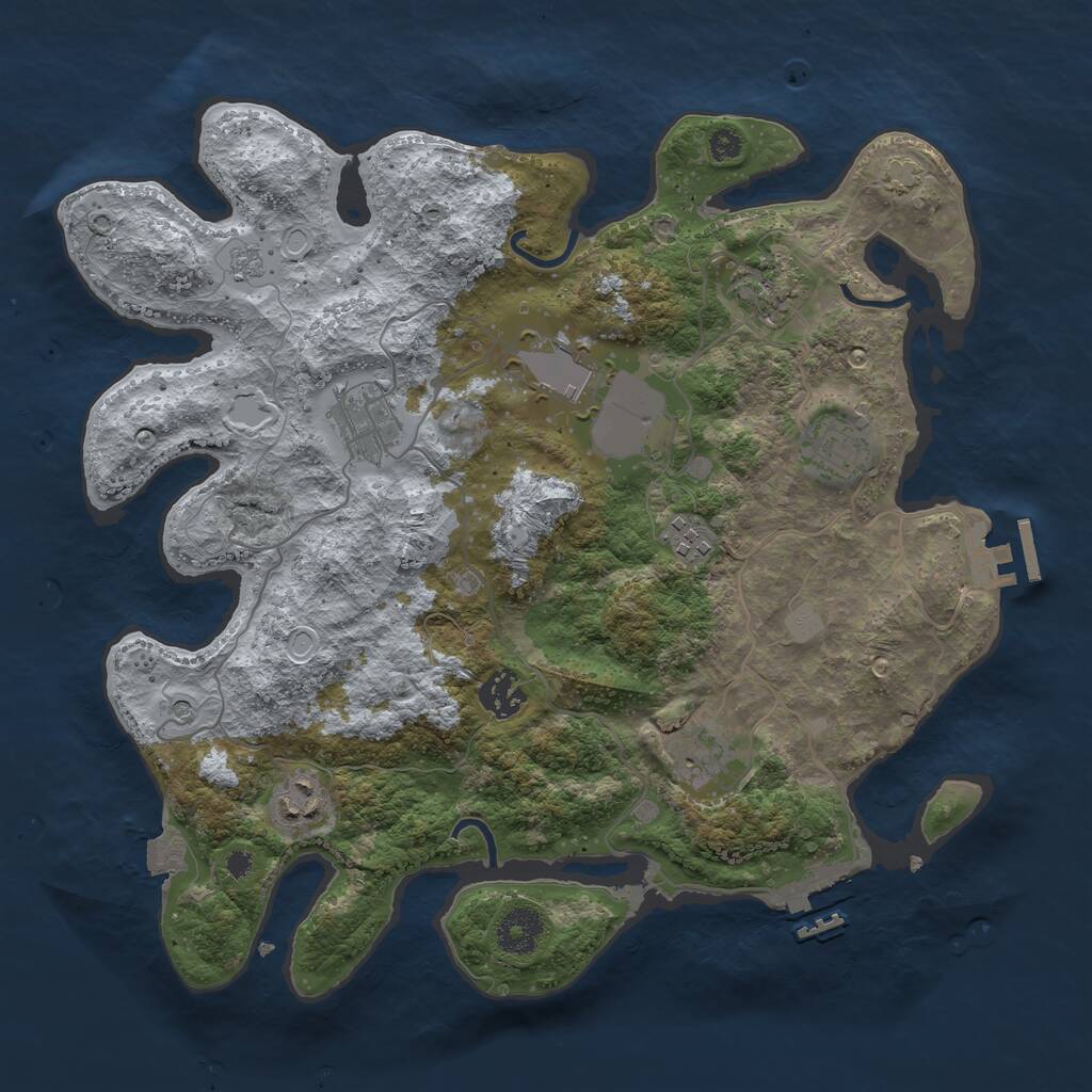 Rust Map: Procedural Map, Size: 3500, Seed: 2049075770, 14 Monuments