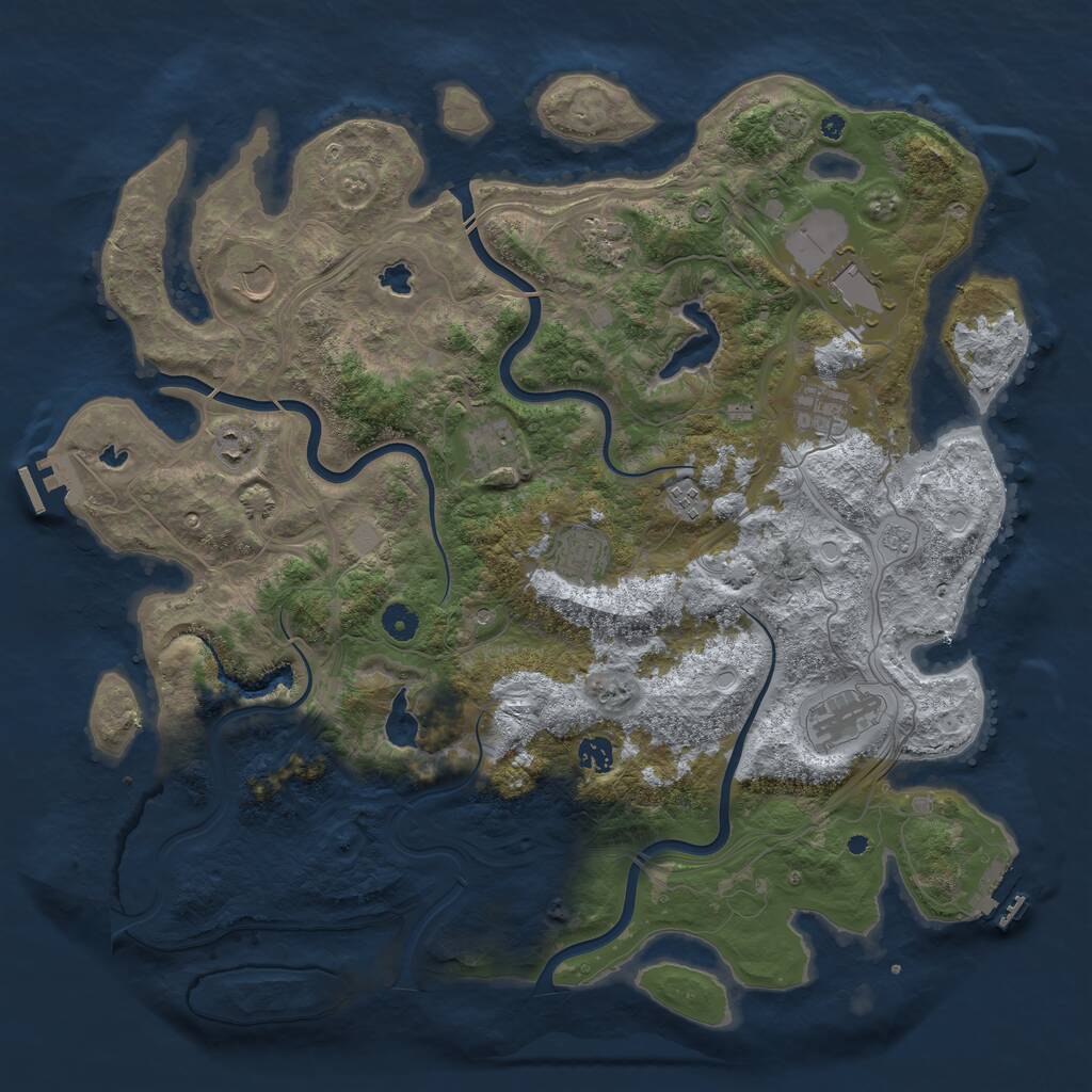 Rust Map: Procedural Map, Size: 4500, Seed: 13395253, 16 Monuments