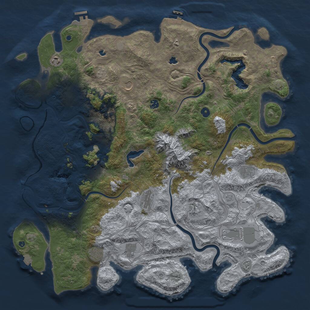 Rust Map: Procedural Map, Size: 5000, Seed: 2018533140, 19 Monuments