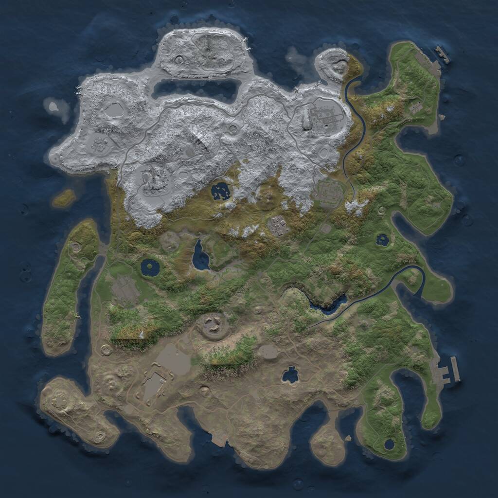 Rust Map: Procedural Map, Size: 4000, Seed: 443627139, 14 Monuments
