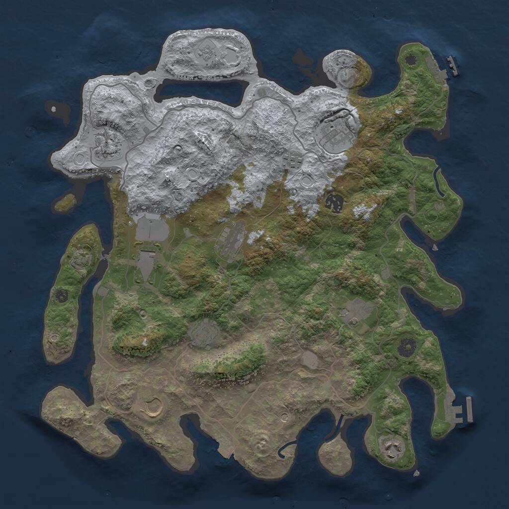 Rust Map: Procedural Map, Size: 4000, Seed: 443627139, 16 Monuments