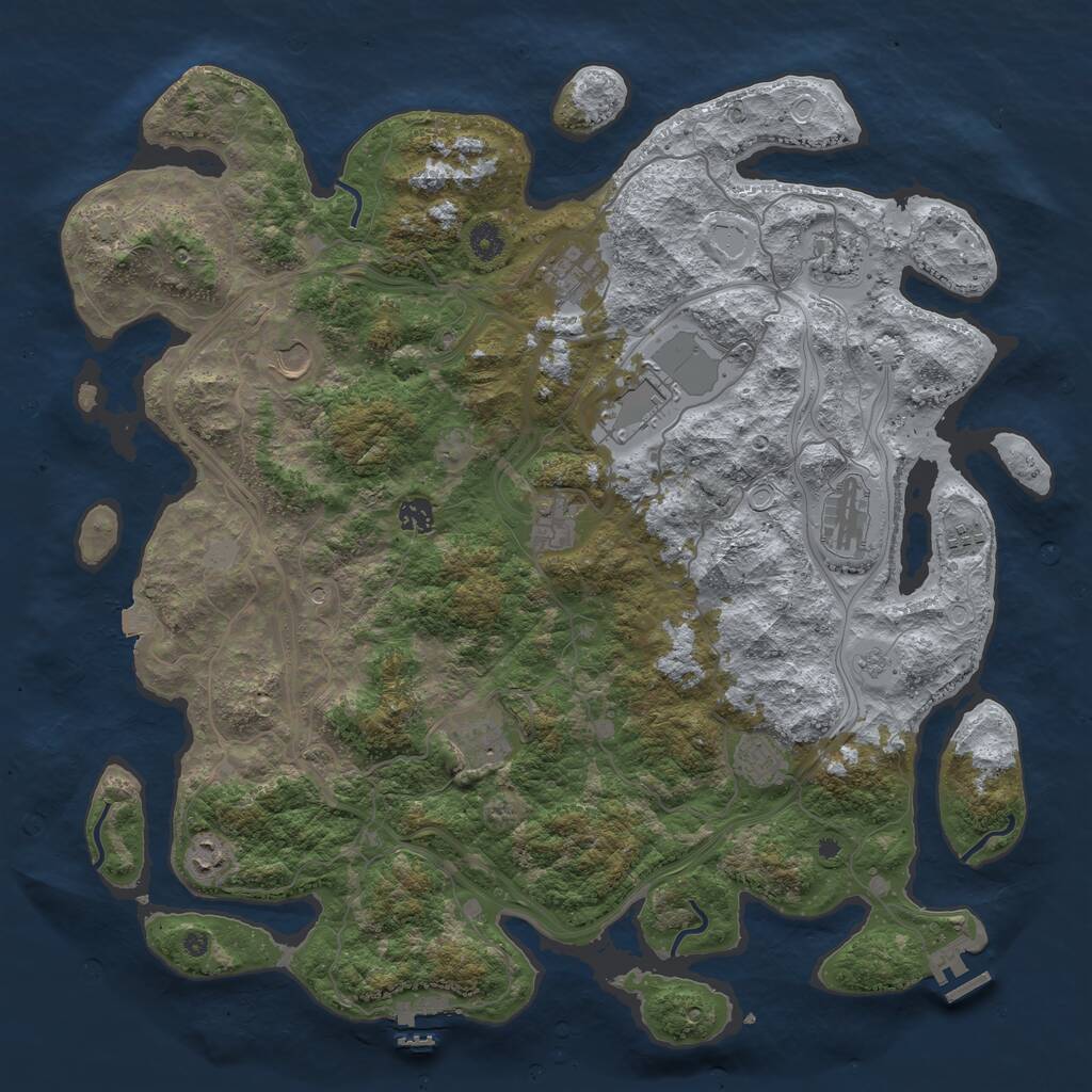 Rust Map: Procedural Map, Size: 4500, Seed: 1907039425, 17 Monuments