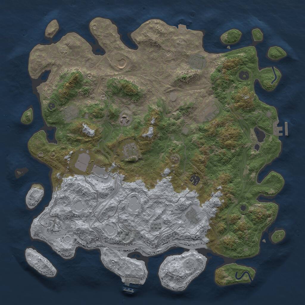 Rust Map: Procedural Map, Size: 4500, Seed: 24681012, 17 Monuments