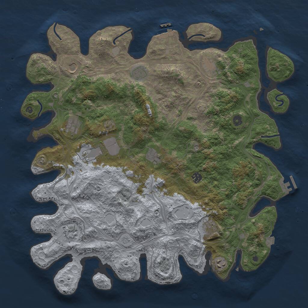 Rust Map: Procedural Map, Size: 4500, Seed: 887287374, 17 Monuments