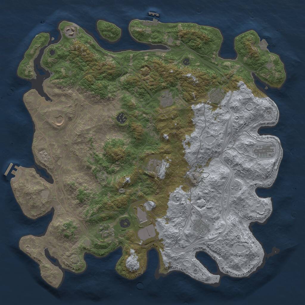 Rust Map: Procedural Map, Size: 4500, Seed: 356882773, 17 Monuments