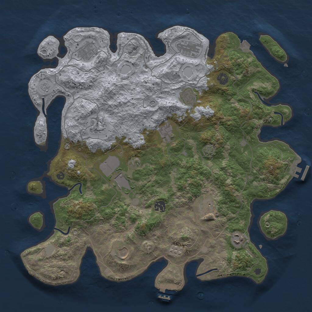 Rust Map: Procedural Map, Size: 4000, Seed: 1184672766, 17 Monuments