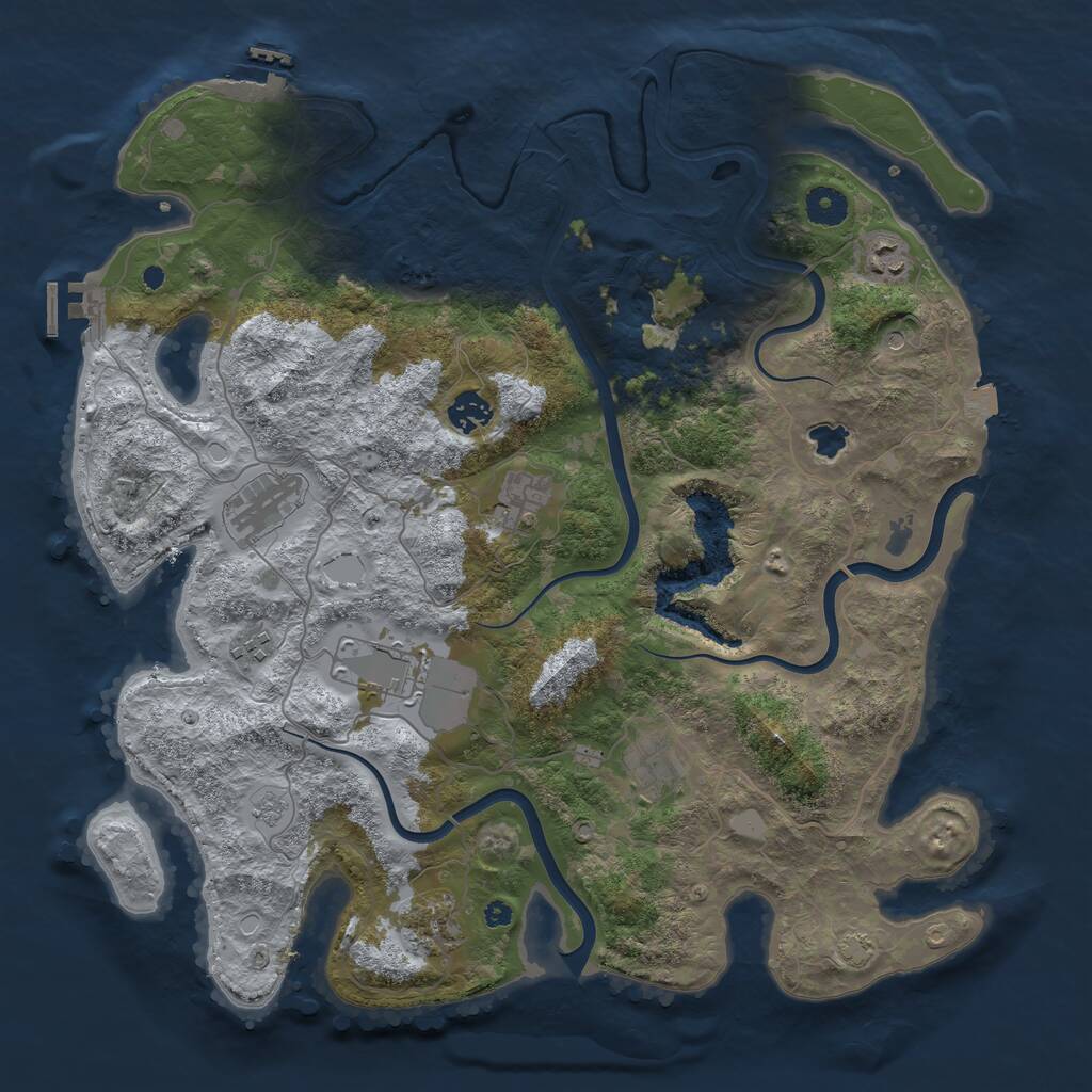 Rust Map: Procedural Map, Size: 4000, Seed: 10103333, 14 Monuments