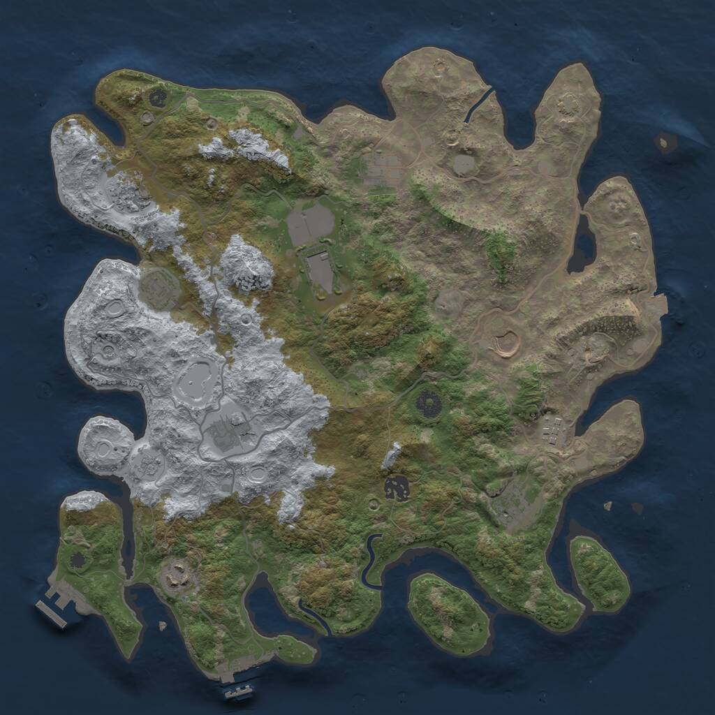 Rust Map: Procedural Map, Size: 4000, Seed: 1532751309, 16 Monuments