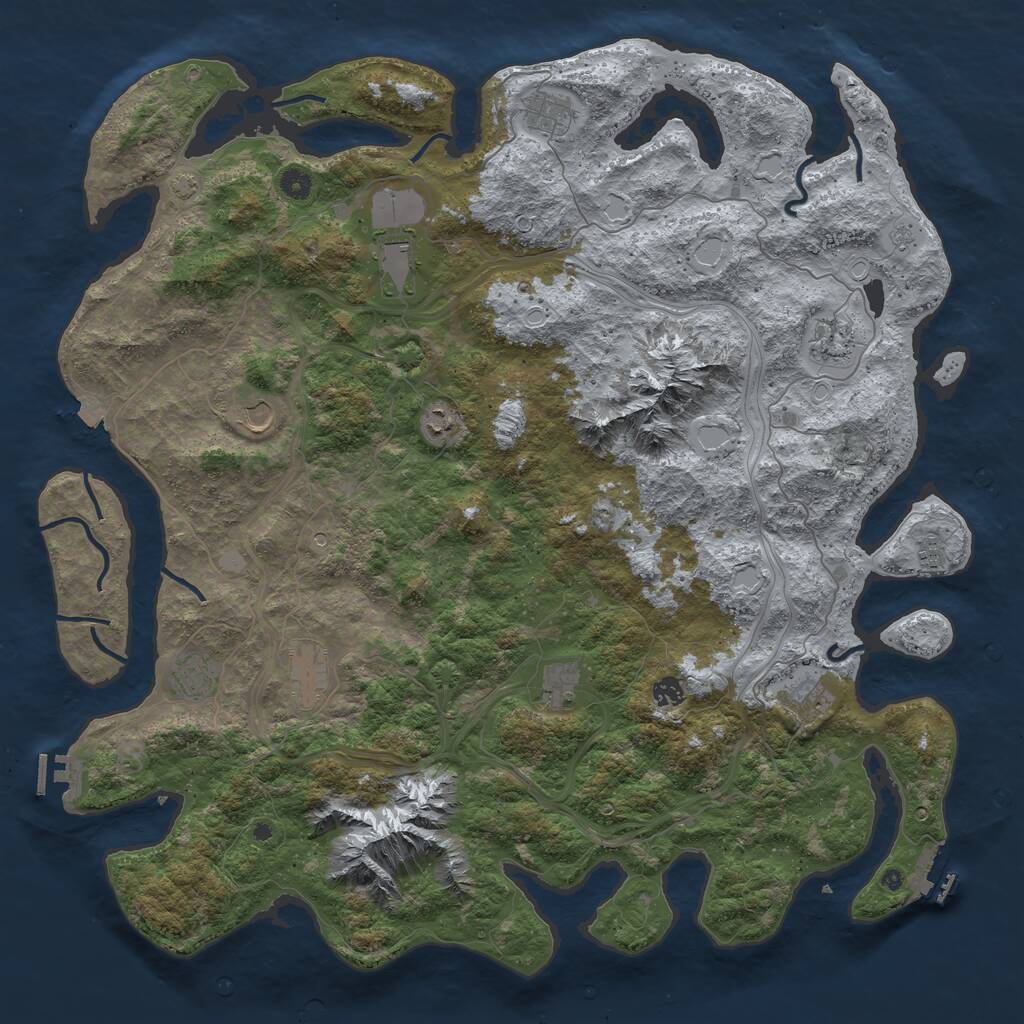 Rust Map: Procedural Map, Size: 5000, Seed: 632948700, 17 Monuments