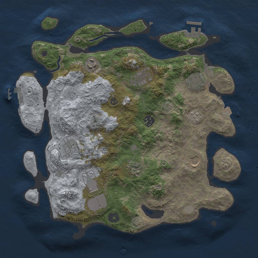 Rust Map: Procedural Map, Size: 3500, Seed: 1191327996, 15 Monuments