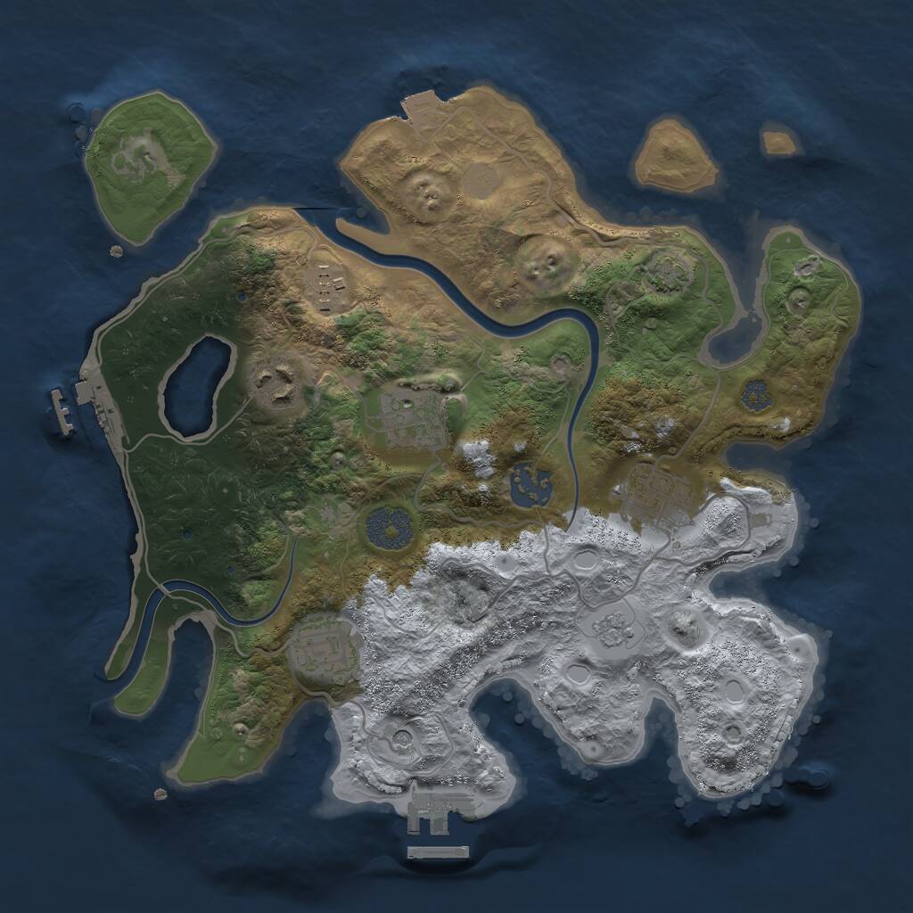Rust Map: Procedural Map, Size: 3000, Seed: 1858517971, 14 Monuments