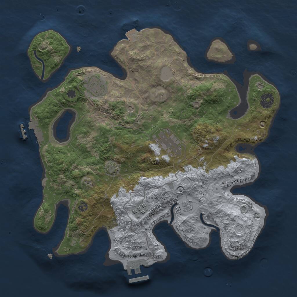 Rust Map: Procedural Map, Size: 3000, Seed: 1858517971, 9 Monuments